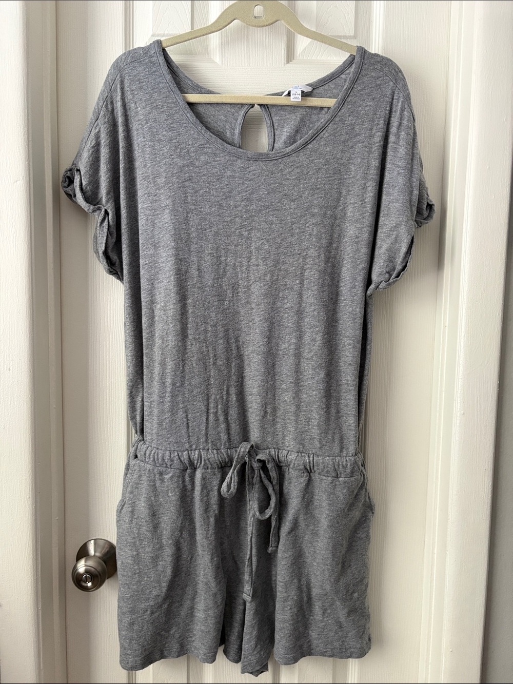 Time & Tru Casual Grey Short Sleeve Romper 12/14